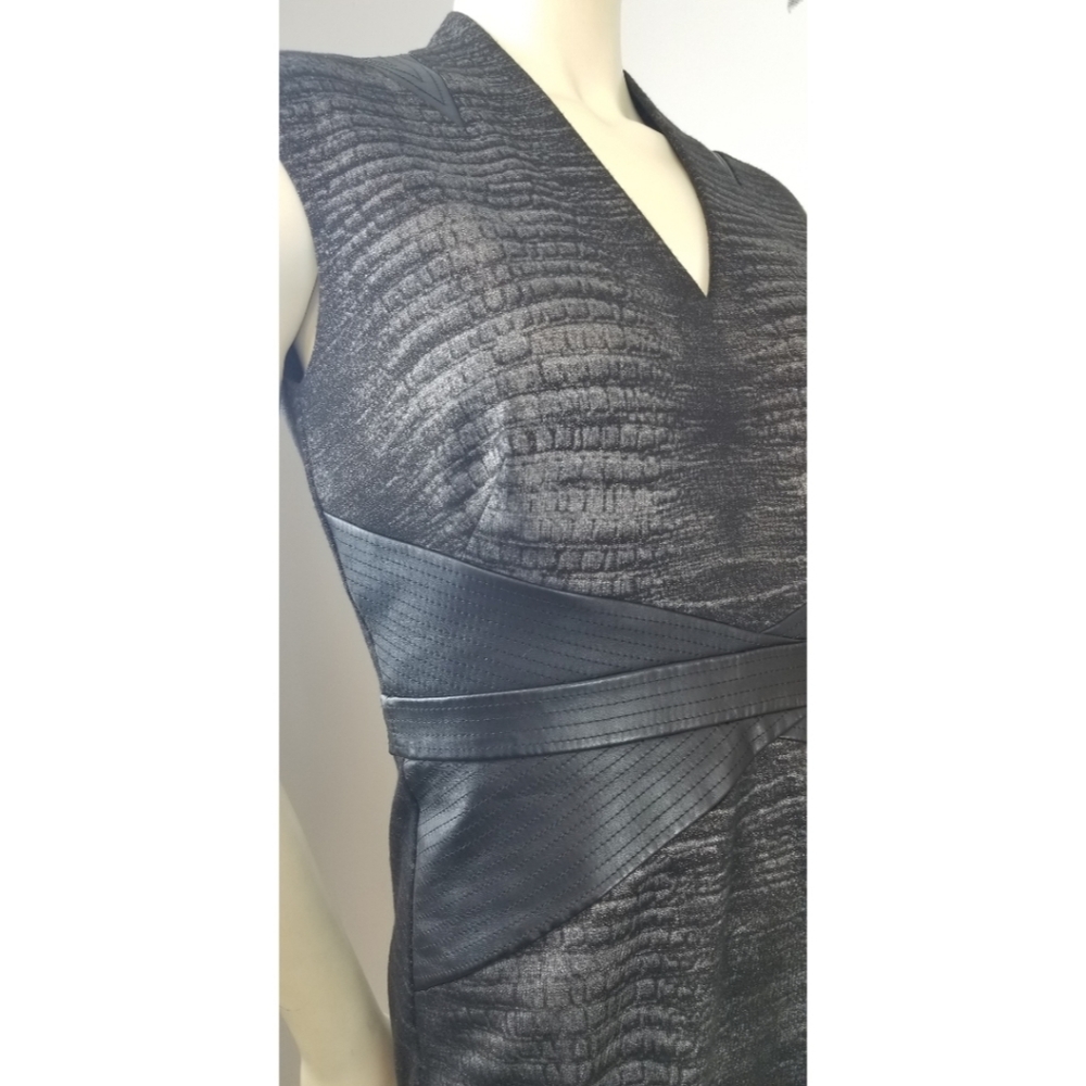 Ellen Tracy Black/Gray Vneck Cap Sleeves Dress, 6 - Picture 7 of 16